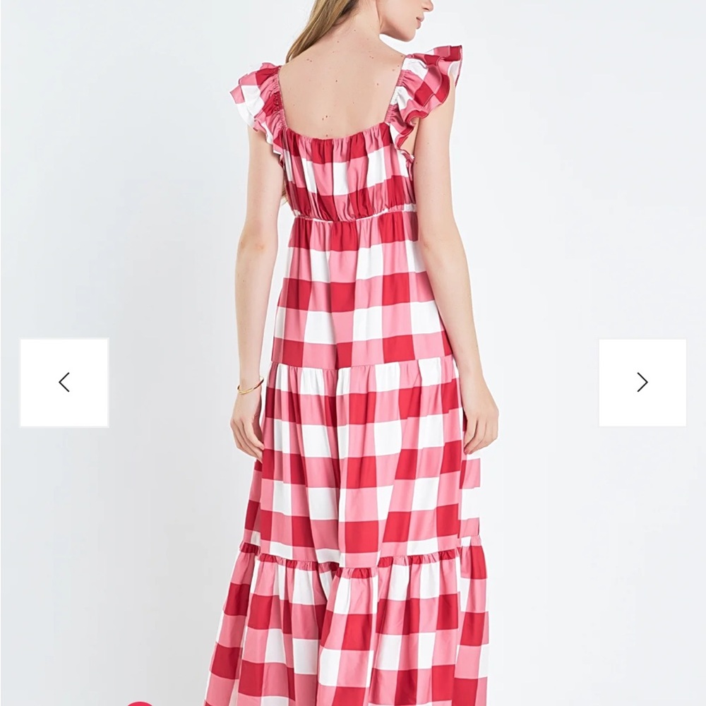 Red and White Gingham Maxi Dress - Picture 2 of 6